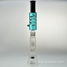 18 pulgadas Duchador de ducha Perc congelable glicerina bobina vaso de vidrio para fumar peaker tubería de agua